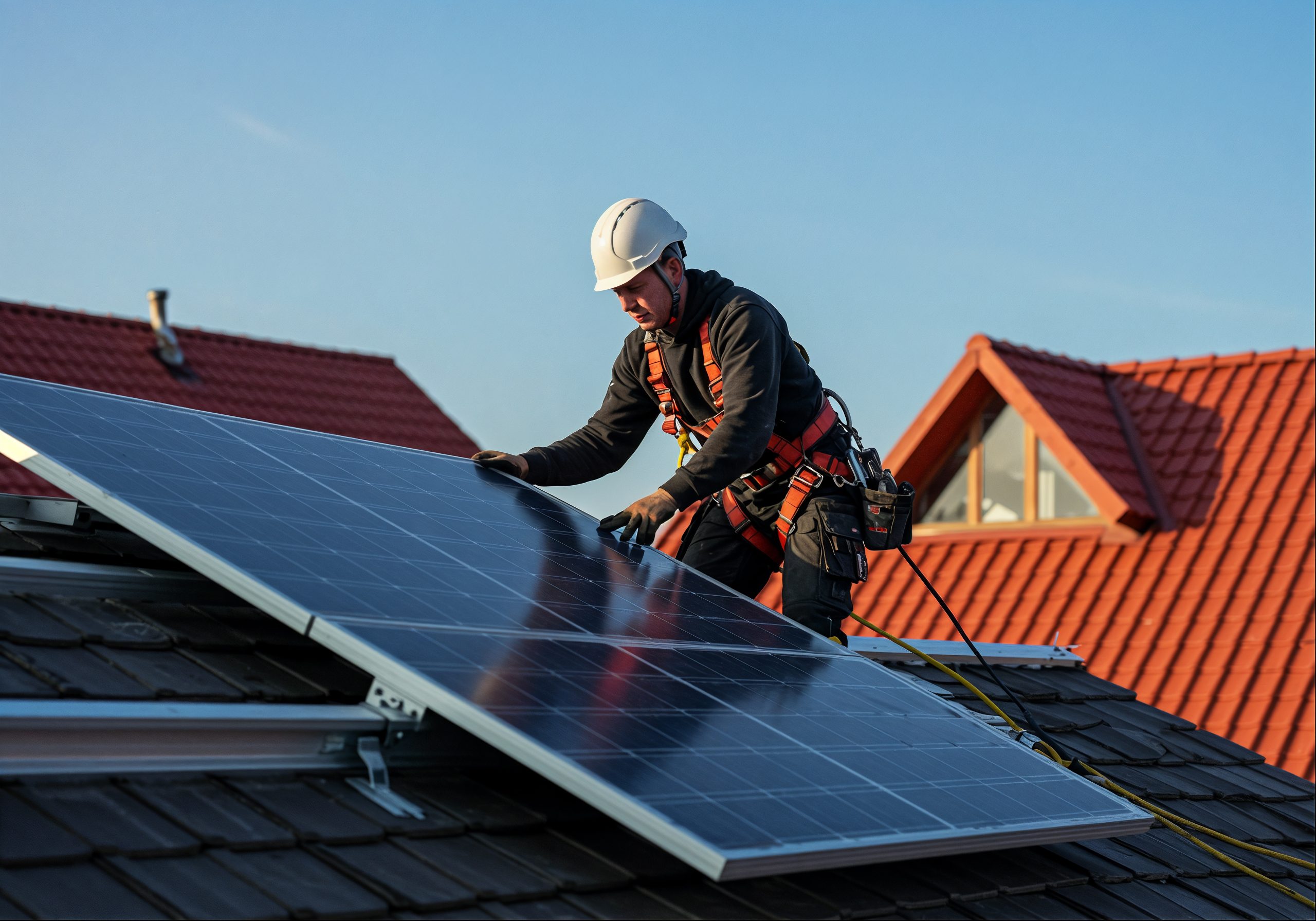 Man inspecting solar panels solar panel maintenance in London Surrey Solar Solutions