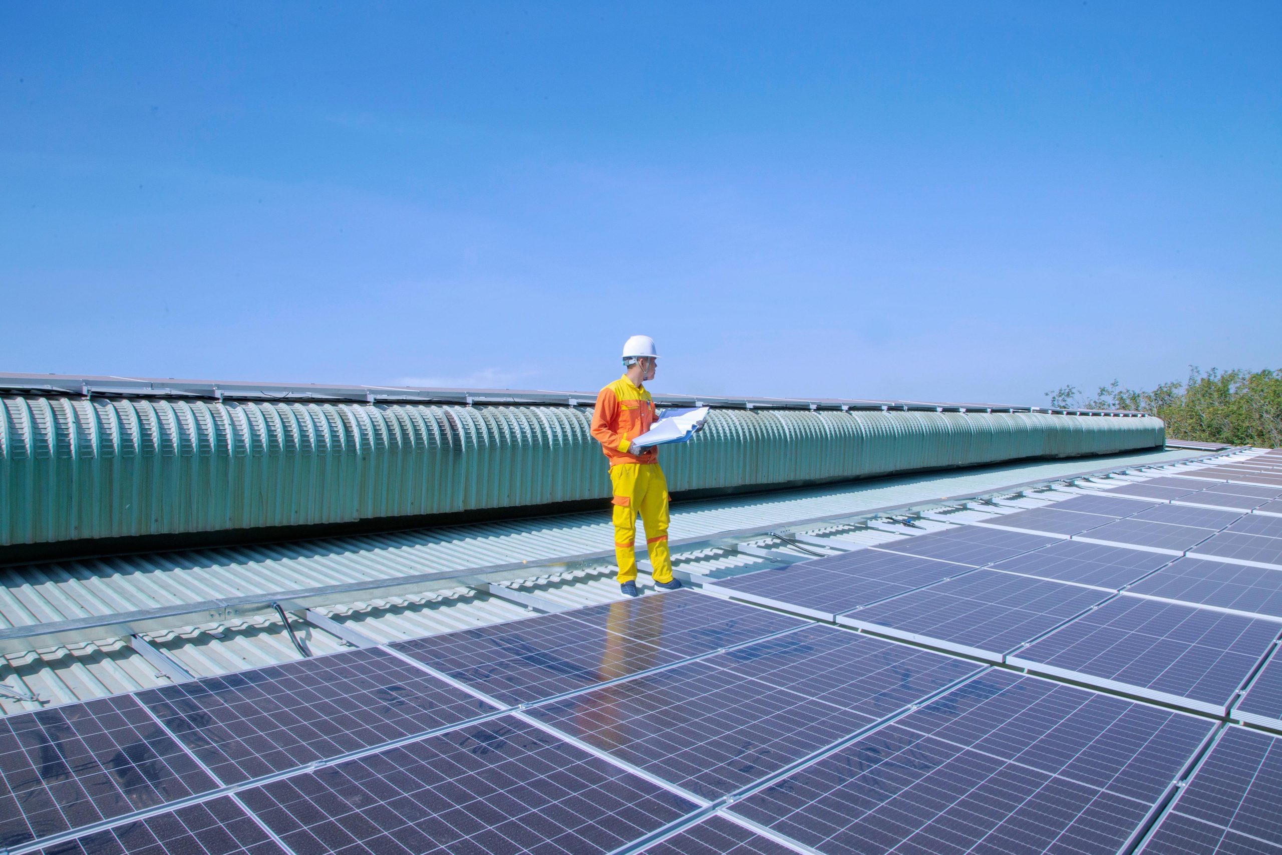 Man inspecting solar panels solar panel maintenance in Alton Surrey Solar Solutions